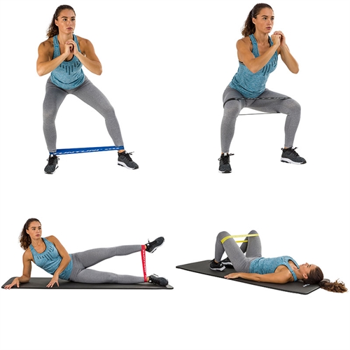 Kvinde træner med elastikker fra Tunturi Resistance & Core Sliders Sæt