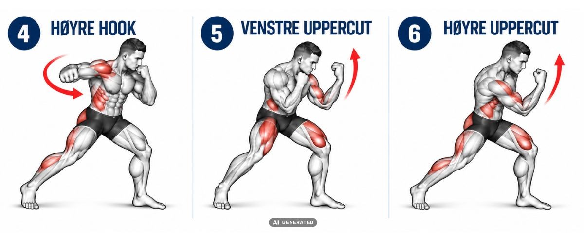 Illustrasjon av krok og uppercut
