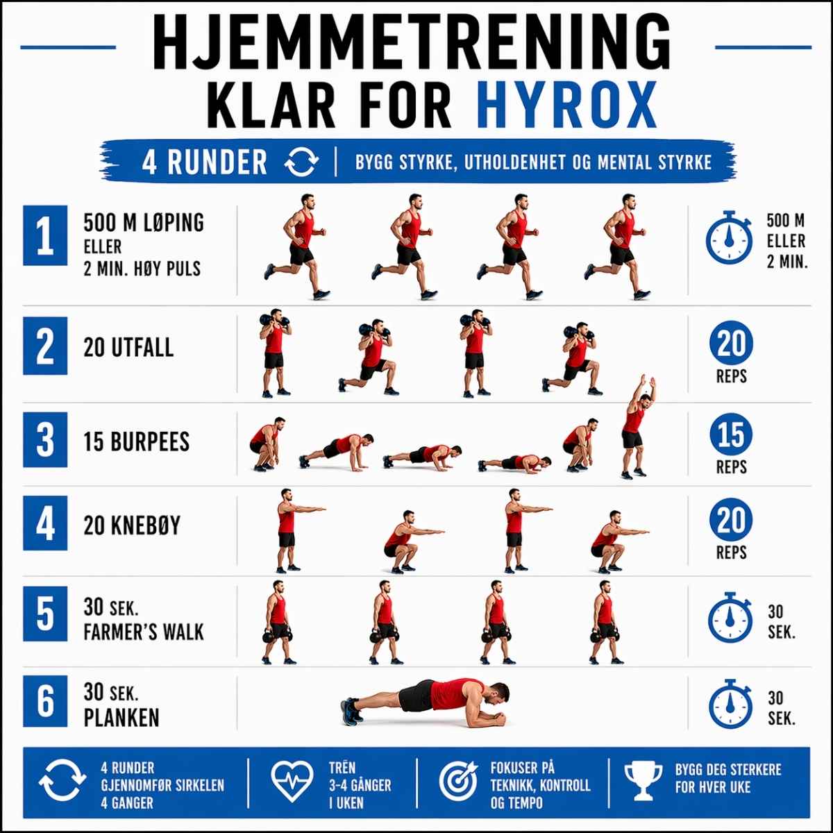Hyrox Programming Hyrox trening hjemme – Program, øvelser og veiledning