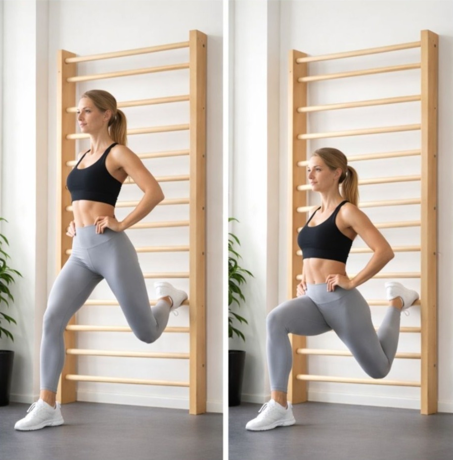 Bulgarian split squats på ribbevegg