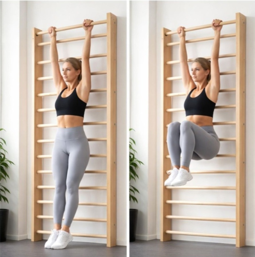 Knee ups på ribbevegg