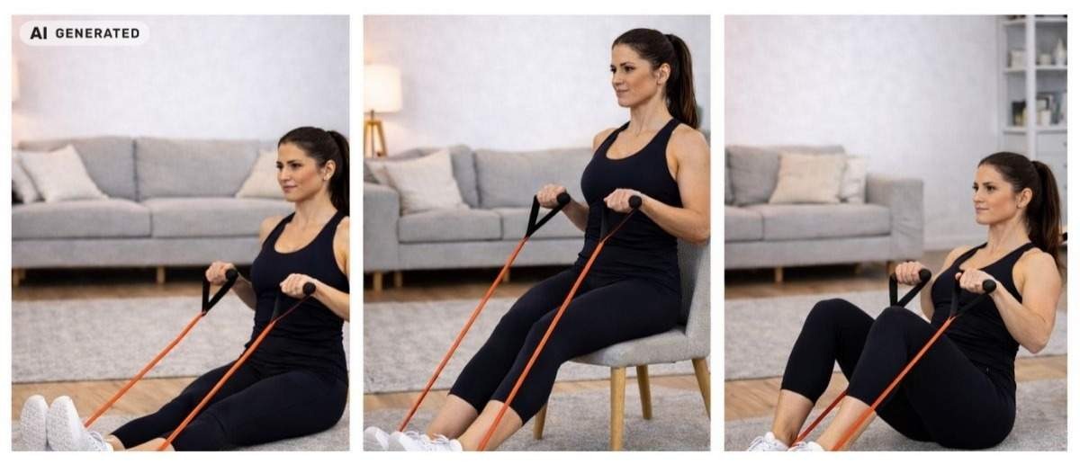 Sittende øvelser med strikk