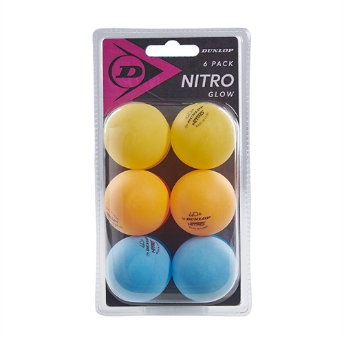 Dunlop 40+ Nitro Glow Bordtennisballer (6-pakning)