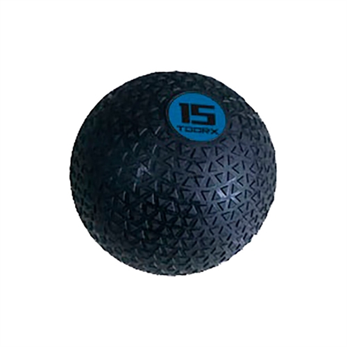 Dette er en Toorx Slam Ball 15 kg ø 28 cm, bolden er sort og blå